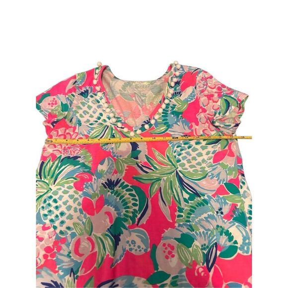 Lilly Pulitzer Etta V-Neck Multi Raise The Bar Pom Pom Shift Dress Size small Pi - Picture 6 of 9